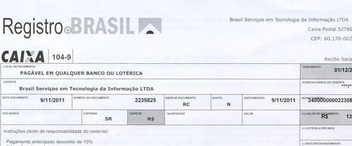 Boletos Falsos – Registro Brasil